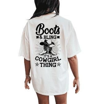 Cowgirl Boots And Hat Graphic Women Girls Cowgirl Western Women's Oversized Comfort T-Shirt Back Print | Mazezy