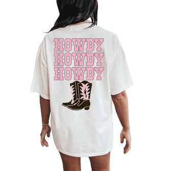 Cowgirl White Howdy Vintage Rodeo Western Country Southern Women's Oversized Comfort T-Shirt Back Print | Mazezy