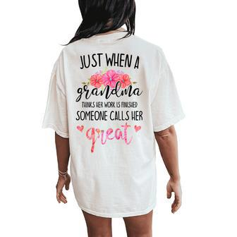 Cute Great Grandma Floral Women's Oversized Comfort T-Shirt Back Print | Mazezy