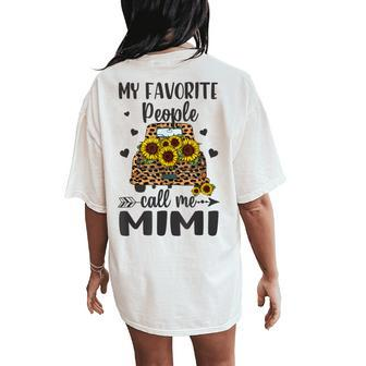 My Favorite People Call Me Mimi Sunflower Leopard Plaid Women's Oversized Comfort T-Shirt Back Print | Mazezy