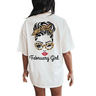 February Girl Woman Face Leopard Bandana Wink Eye Aquarius Women's Oversized Comfort T-Shirt Back Print | Mazezy