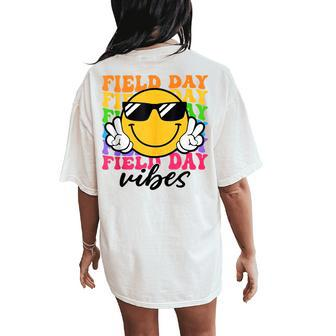 Field Day Vibes Last Day Of School Teacher Groovy Field Day Women's Oversized Comfort T-Shirt Back Print | Mazezy