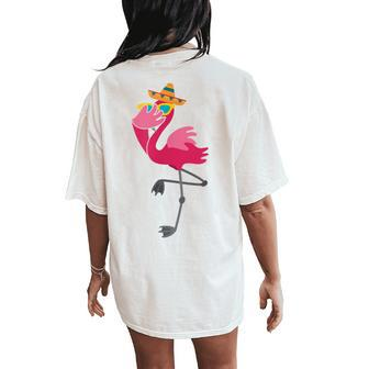 Flamingo Hat Sunglasses Taco Cinco De Mayo Women's Oversized Comfort T-Shirt Back Print | Mazezy