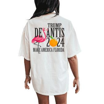 Flamingo Support Trump Desantis 2024 Make America Florida Women's Oversized Comfort T-Shirt Back Print | Mazezy