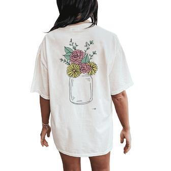 Flower Bouquet Floral Illustration Women's Oversized Comfort T-Shirt Back Print | Mazezy