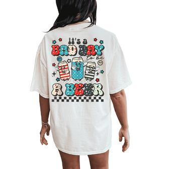 Groovy 4Th Of July Its A Bad Day To Be A Beer Drinking Women's Oversized Graphic Back Print Comfort T-shirt - Monsterry