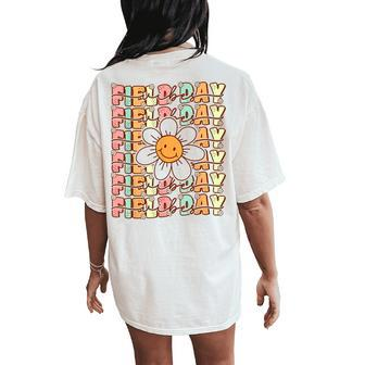 Groovy Field Day Vibes Field Day Vibes Teacher Women's Oversized Comfort T-Shirt Back Print | Mazezy