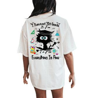 Happy Last Day Of School Black Cat 3Rd Grade Graduate Women's Oversized Comfort T-Shirt Back Print | Mazezy