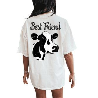 Holstein Cow Is Best Friend Farmer Girl Women's Oversized Comfort T-Shirt Back Print | Mazezy