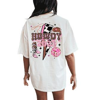 Howdy New Years Howdy 2023 Western Cowgirl Disco Ball Women's Oversized Comfort T-Shirt Back Print | Mazezy