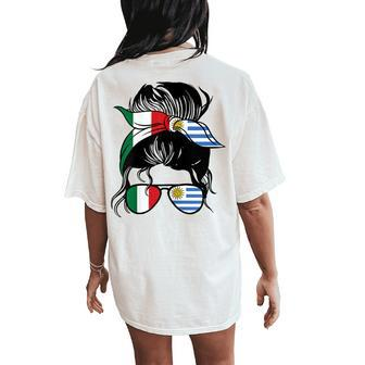 Italy And Uruguay Mix Half Italian And Half Uruguayan Women's Oversized Comfort T-Shirt Back Print | Mazezy