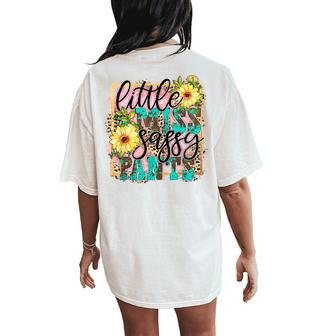 Little Miss Sassy Pants Southern Western Leopard Sunflower Women's Oversized Comfort T-Shirt Back Print | Mazezy