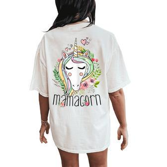 Mamacorn Unicorn Mama Mommy Women's Oversized Comfort T-Shirt Back Print | Mazezy
