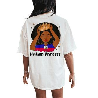 Melanin Haitian Princess Haiti Flag Haitian Girls Pride Women's Oversized Comfort T-Shirt Back Print | Mazezy