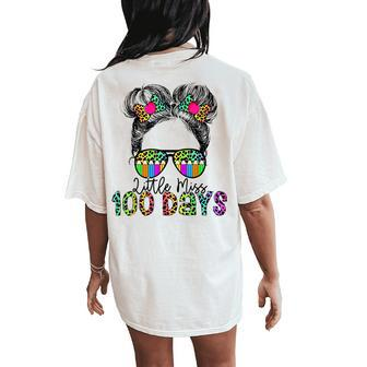 Messy Bun Girl Little Miss 100 Days Of School Smarter Women's Oversized Comfort T-Shirt Back Print | Mazezy