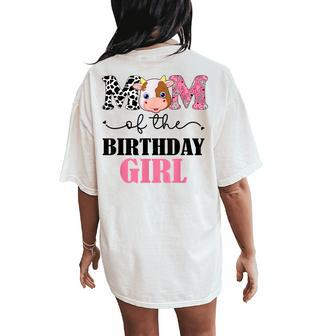 Mom Of The Birthday Girl Farm Cow Mommy Mama 1St Women's Oversized Comfort T-Shirt Back Print | Mazezy DE