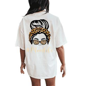 Mom Life Mama Leopard Pattern Glasses Women's Oversized Comfort T-Shirt Back Print | Mazezy