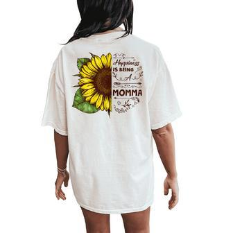 Momma Happiness Is Being A Momma Sunflower Women's Oversized Comfort T-Shirt Back Print | Mazezy