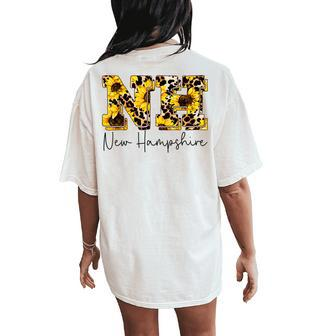 New Hampshire Sunflower Leopard Print Women's Oversized Comfort T-Shirt Back Print | Mazezy