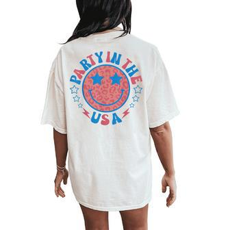 Party In The Usa 4Th Of July Preppy Smile Men Women Women's Oversized Graphic Back Print Comfort T-shirt - Monsterry
