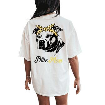 Pittie Mom Pitbull With Sunflower Bandana Women's Oversized Comfort T-Shirt Back Print | Mazezy
