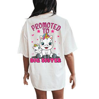 Promoted To Big Sister Unicorn Future Sister To Be Girls Women's Oversized Comfort T-Shirt Back Print | Mazezy