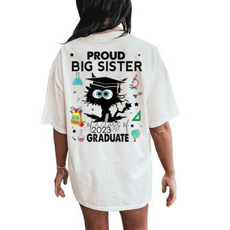 Proud Big Sister Of A Class Of 2023 Graduate Black Cat Women's Oversized Comfort T-Shirt Back Print | Mazezy