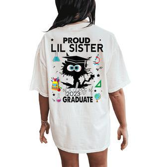 Proud Lil Sister Of A Class Of 2023 Graduate Black Cat Women's Oversized Comfort T-Shirt Back Print | Mazezy