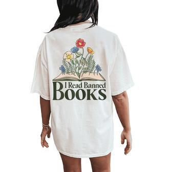I Read Banned Books Womens Women's Oversized Comfort T-Shirt Back Print | Mazezy