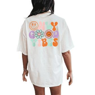Retro Good Vibes Only Daisy Sunflower Positive Mind And Life Women's Oversized Comfort T-Shirt Back Print | Mazezy