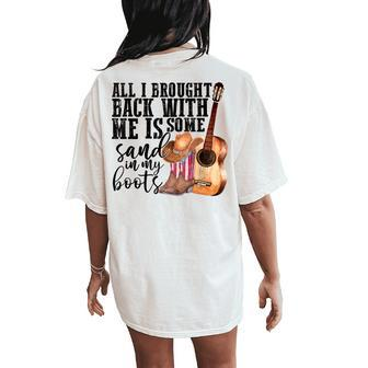 Retro Sand In My Boots Western Cowgirl Cowboy Boots Guitar Women's Oversized Comfort T-Shirt Back Print | Mazezy
