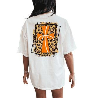 Rpg Cute Leopard Basketball Christian Cross Basketball Lover Women's Oversized Comfort T-Shirt Back Print | Mazezy