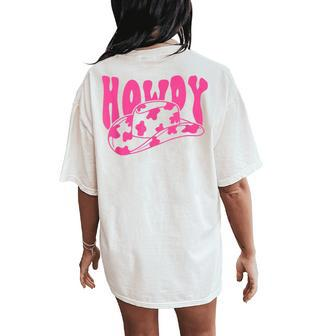 Southern Cowgirl Rodeo White Howdy Western Retro Cowboy Hat Women's Oversized Comfort T-Shirt Back Print | Mazezy