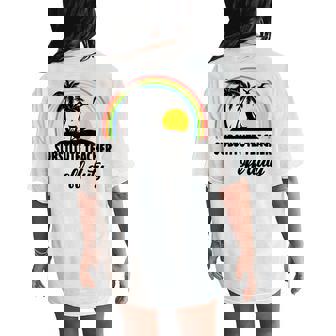 Substitute Teacher Off Duty Rainbow End Of School Year Women's Oversized Graphic Back Print Comfort T-shirt - Thegiftio