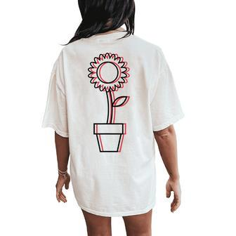 Sunflower Pot Tattoo Gardening Planting Women's Oversized Comfort T-Shirt Back Print | Mazezy