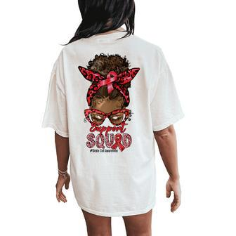 Support Squad Afro Messy Bun Leopard Sickle Cell Awareness Gift For Womens Women's Oversized Graphic Back Print Comfort T-shirt - Monsterry AU