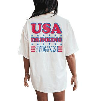 Usa Drinking Team 4Th Of July Independence Day Drunk Women's Oversized Comfort T-Shirt Back Print | Mazezy