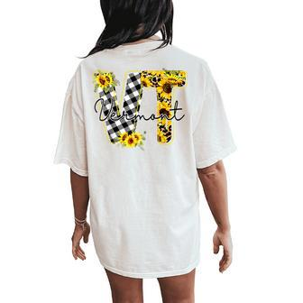 Vermont Sunflower Leopard Print Women's Oversized Comfort T-Shirt Back Print | Mazezy