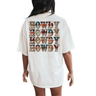Vintage Howdy Rodeo Western Country Southern Cowgirl Cowboy Women's Oversized Comfort T-Shirt Back Print | Mazezy