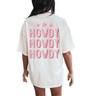 Vintage Rodeo Western Country Texas Cowgirl Texan Pink Howdy Women's Oversized Comfort T-Shirt Back Print | Mazezy