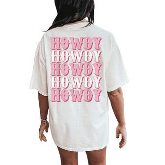 Vintage White Howdy Rodeo Western Country Southern Cowgirl Women's Oversized Comfort T-Shirt Back Print | Mazezy