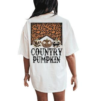 Western Country Pumpkin Season Cowboy Cowgirl Halloween Women's Oversized Comfort T-Shirt Back Print | Mazezy