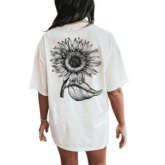 Yellow Sunflower Flowers Floral Summer Girly Cute Mothers Women's Oversized Comfort T-Shirt Back Print | Mazezy