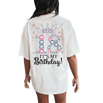18 It's My Birthday Pink Crown Happy 18Th Birthday Girl Women's Oversized Comfort T-Shirt Back Print - Seseable
