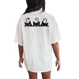 3 Black Cats Cat Lovers Girl Boy Cat Women's Oversized Comfort T-Shirt Back Print - Thegiftio UK