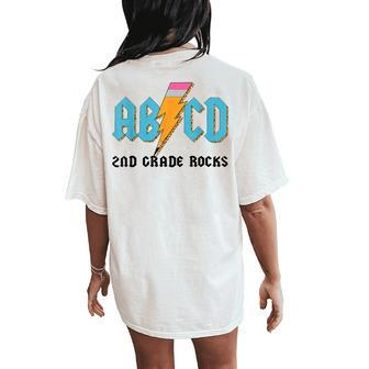 Abcd Pencil Lightning 2Nd Grade Rocks Back To School Women's Oversized Comfort T-Shirt Back Print - Seseable