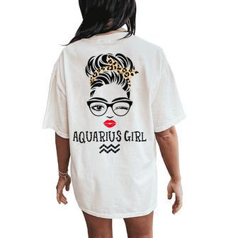 Aquarius Girl Wink Eye Woman Face Wink Eyes Lady Birthday Women's Oversized Comfort T-Shirt Back Print | Mazezy