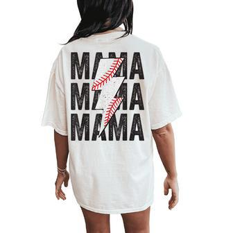 Baseball Mama Mom Lightning Bolt Mother's Day Women's Oversized Comfort T-Shirt Back Print - Monsterry