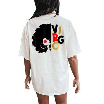 Black Birthday Melanin Girl Virgo Queen Women's Oversized Comfort T-Shirt Back Print | Mazezy