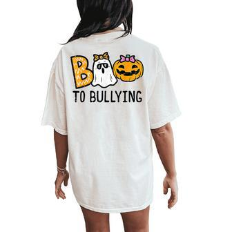 Boo Anti Bullying Halloween Orange Unity Day Girls Women's Oversized Comfort T-Shirt Back Print - Seseable